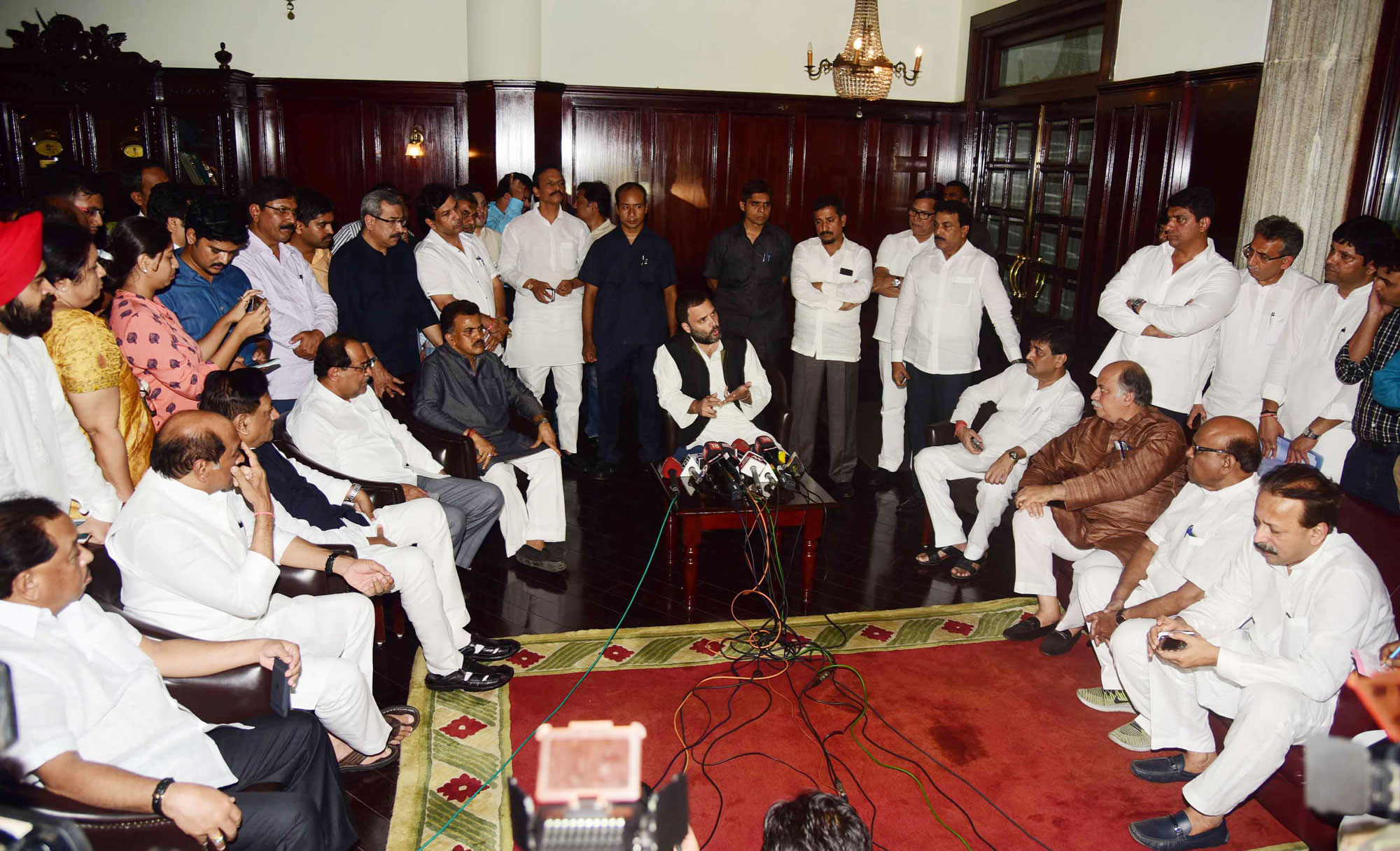 AICC Vice President Rahul Gandhi During Press Conference at MCA Club BKC Bandra in Mumbai.