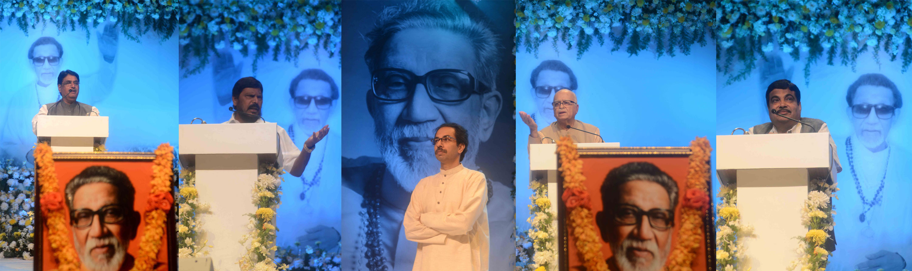 ALL PARTY LEADER'S AT SHANMUKHANAND HALL FOR CONDOLENCE MEETING OF SHIVSENA PRAMUKH LATE BALASAHEB THAKARE.