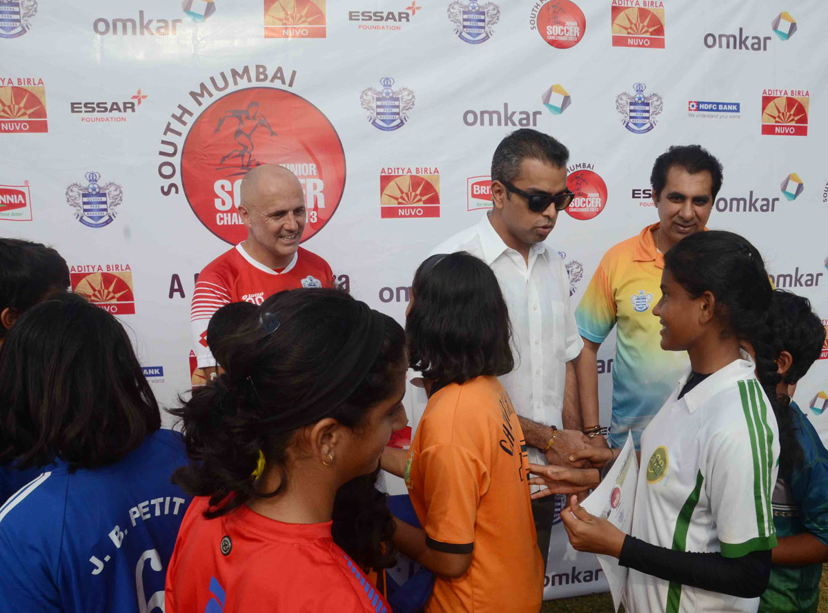 Union Minister Of State & MP.Milind Deora During South Mumbai Junior Soccer Challenger-2013 At Western Railway Ground Lower Parel.