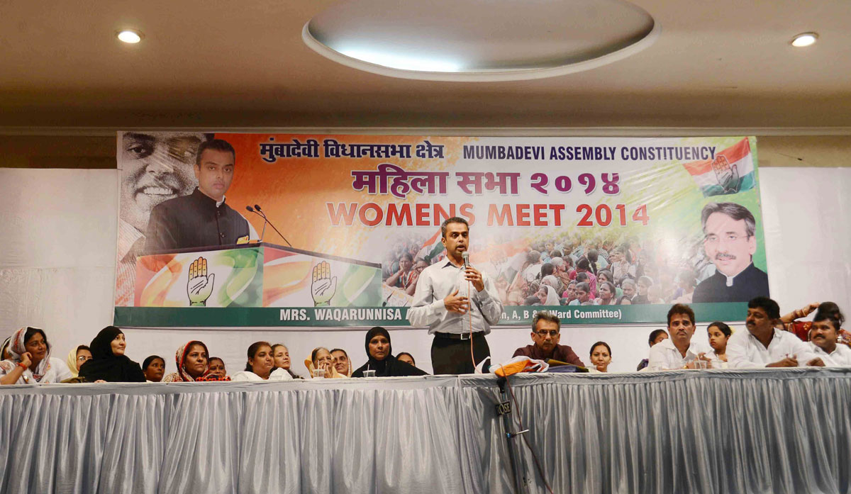 Congress-NCP South Mumbai MP.Candidate Milind Deora in Mumbadevi Assembly Congress Womens Meet 2014 at Kaisar Baugh Dongri.