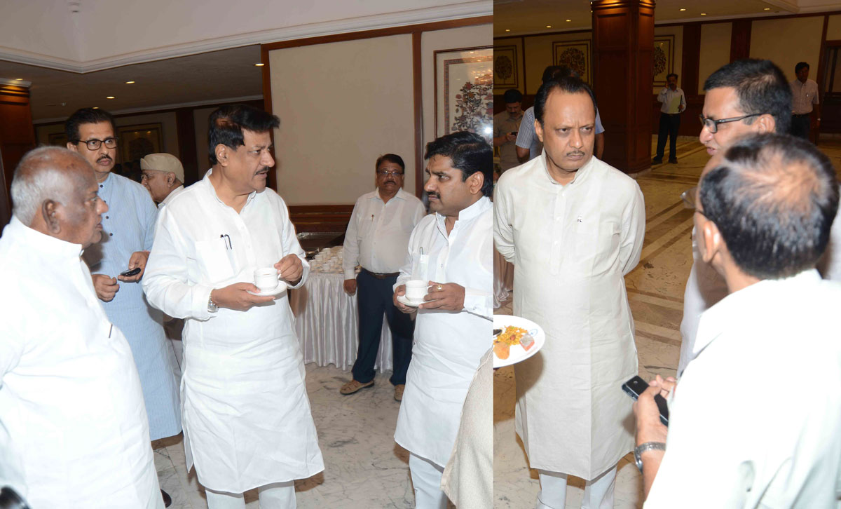 Chief Minister Prithviraj Chavan & Dy.Chief Minister Ajit Pawar for Tea Party at Sahayadri Guest House .