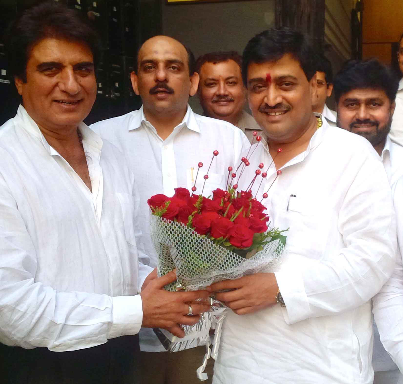 Congratulating Shri Ashok Chavan on his appointment as President, Maharashtra Pradesh Congress Committee,Shri Raj Babbar, CWC Member & Former MP,Mr. Javed Shroff.