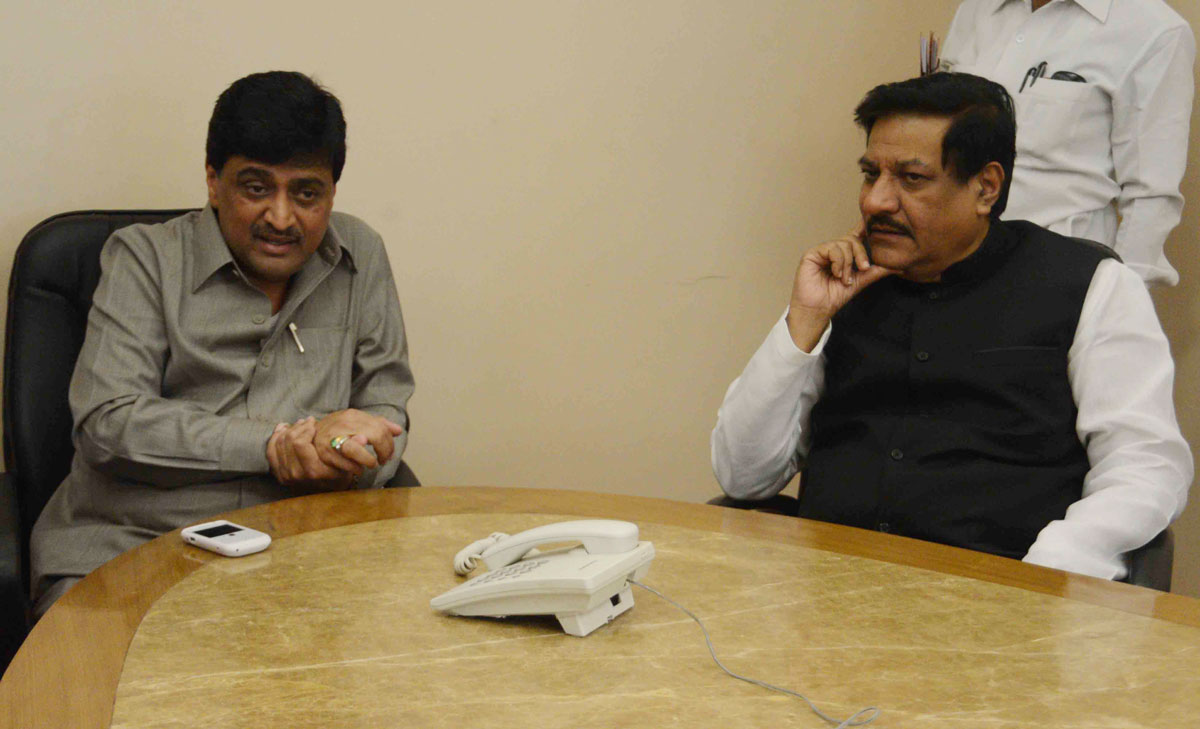 MPCC President  Ashok Chavan & Ex.Chief Minister Prithviraj Chavan at Gandhi Bhavan.