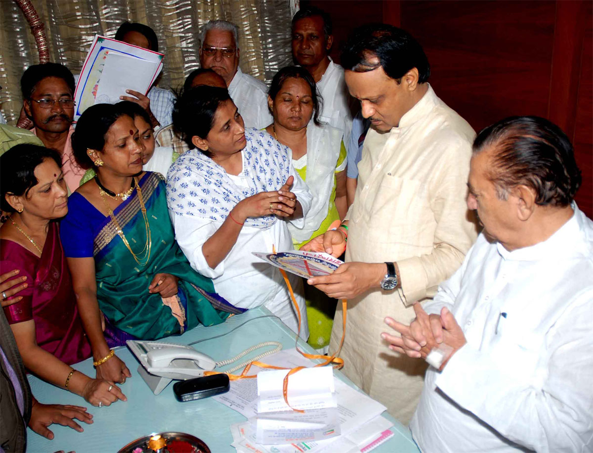 DY CHIEF MINISTER AJIT DADA PAWAR ON OCCASION RAKHI PORNIMA AT NCP OFFICE.
