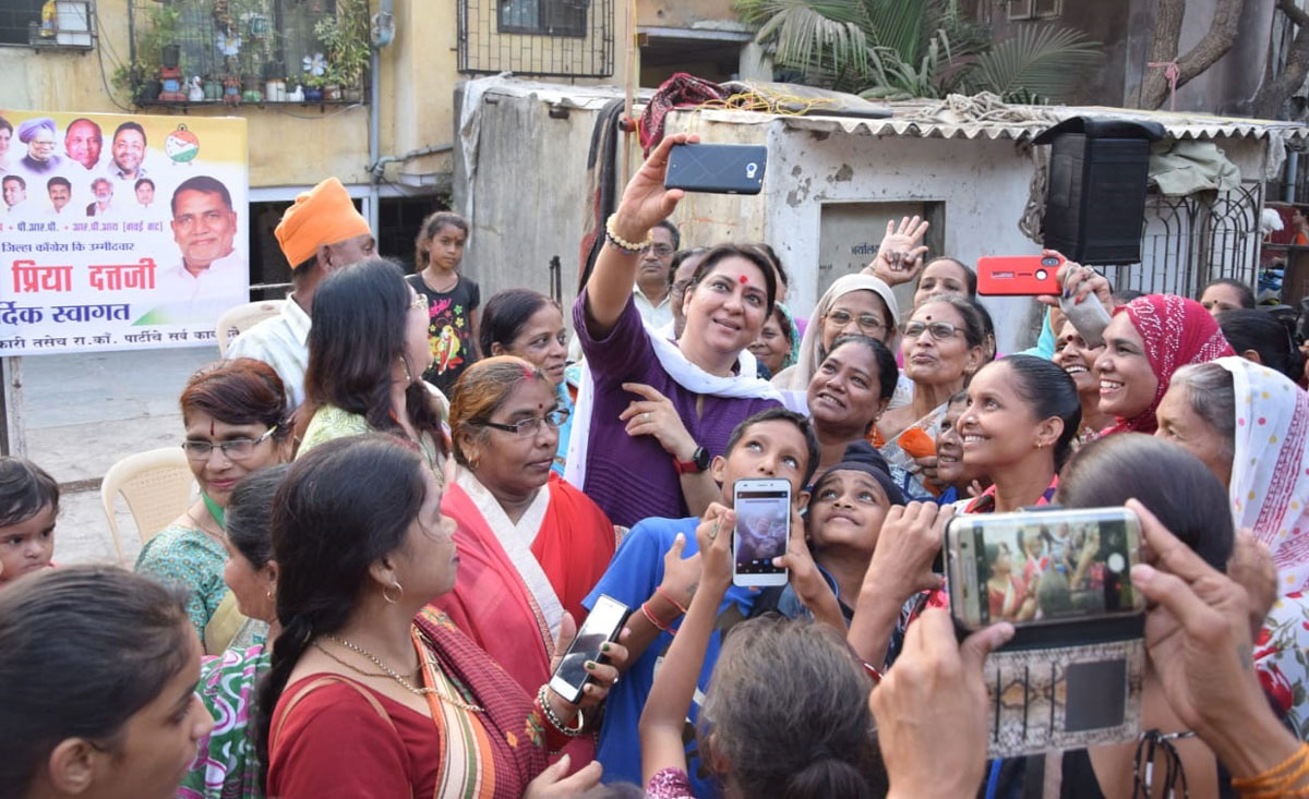 Mumbai North Central LS Congress-NCP Candidate Priya Dutt  during her Election Campaign at Kalina.