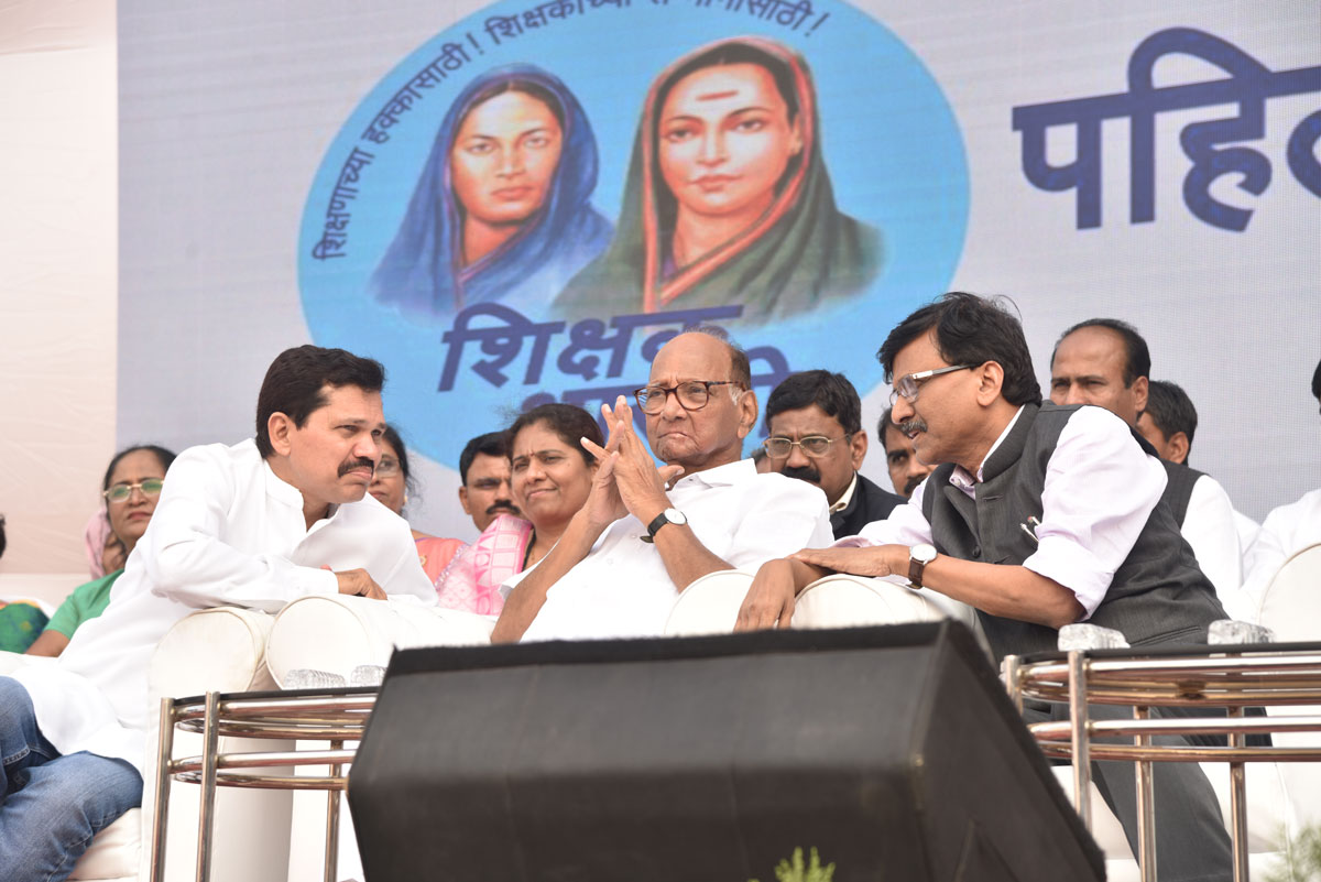 NCP Chief Sharad Pawar & Shivsena Leader Sanjay Raut During Shikshak Bharti 1st Session at Wadala Mumbai.
