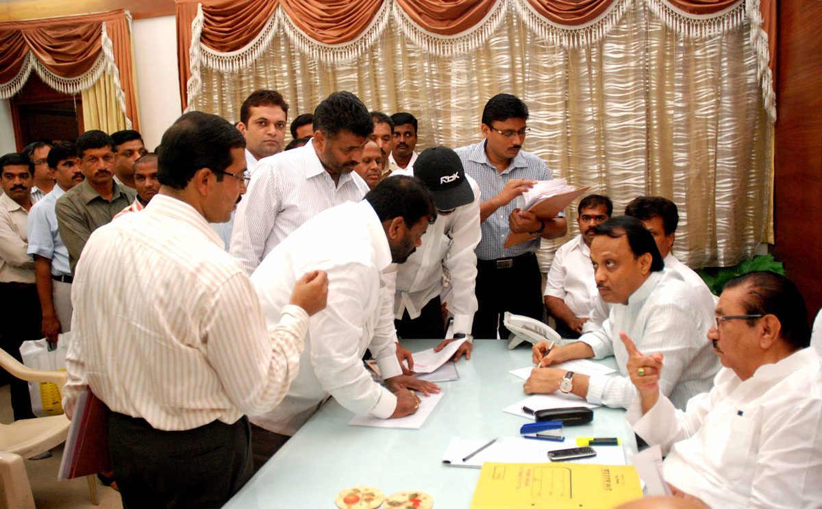 EX.DY CHIEF MINISTER AJITDADA PAWAR & NCP STATE PRESIDENT MADHUKARRAO PICHAD IN JANTA DARBAR AT NCP BHAVAN.