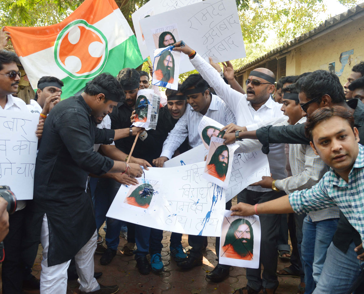 Mumbai Pradesh Youth Congress had organised a protest against Baba Ramdev.