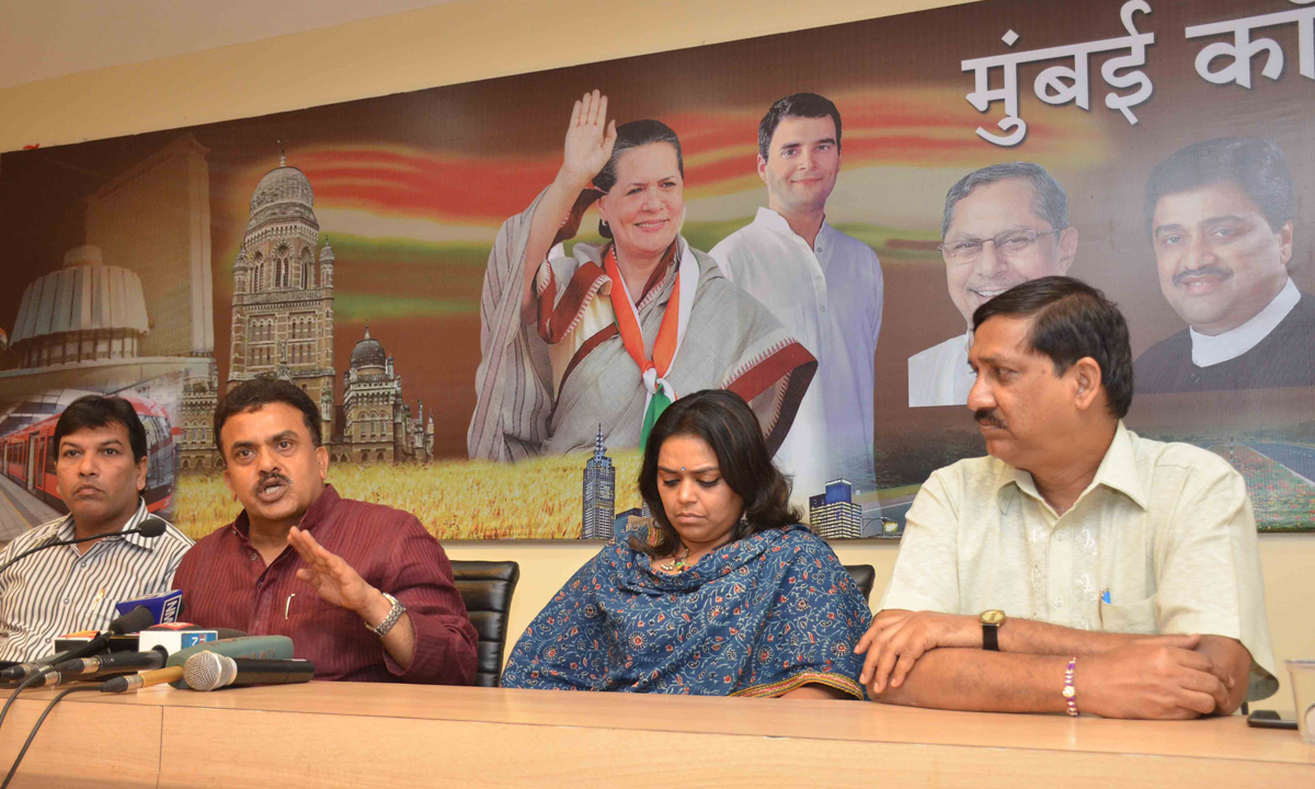 MRCC President Sanjay Nirupam During Press Conference at Rajiv Gandhi Bhavan Azad Maidan.