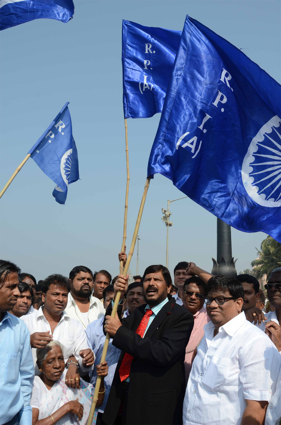 RPI LEADER RAMDAS ATHAVLE VISIT CHAITYA BHOOMI AFTER CENTRAL GOVT AGREE TO INDU MILL LAND FOR DR BABASAHEB AMBEDKAR MEMORIAL.