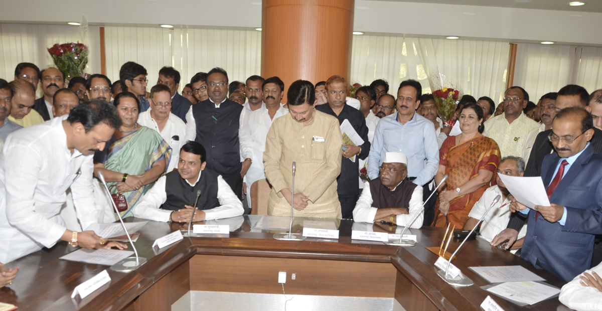 Newly Elected MLC's Oath Ceremony at Vidhan Bhavan in Chief Presence of Chief Minister Devendra Fadnavis,President Haribhau Bagde,Sabhapati Ramraje Nimbalkar.