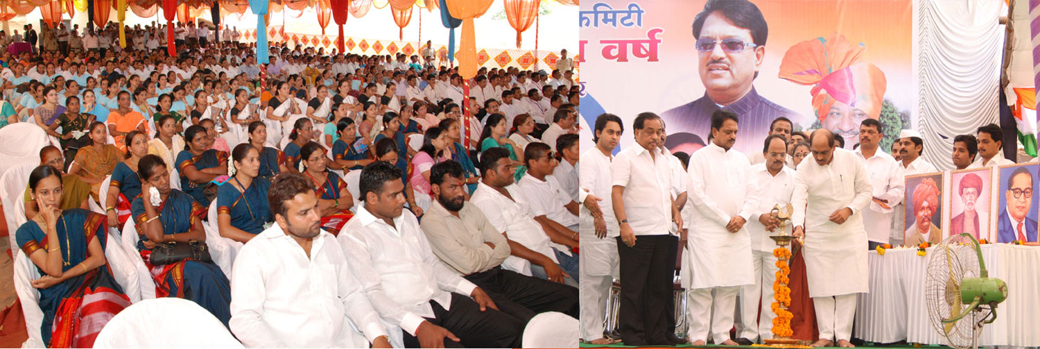MAHARASHTRA PRADESH CONGRESS PRESIDENT MANIKRAO THAKRE ,UNION MINISTER VILASRAO DESHMUKH,MINISTER NARAYAN RANE INAUGURATION SAMAJIK SAMATA VARSH MELAVA AT RATNAGIRI.