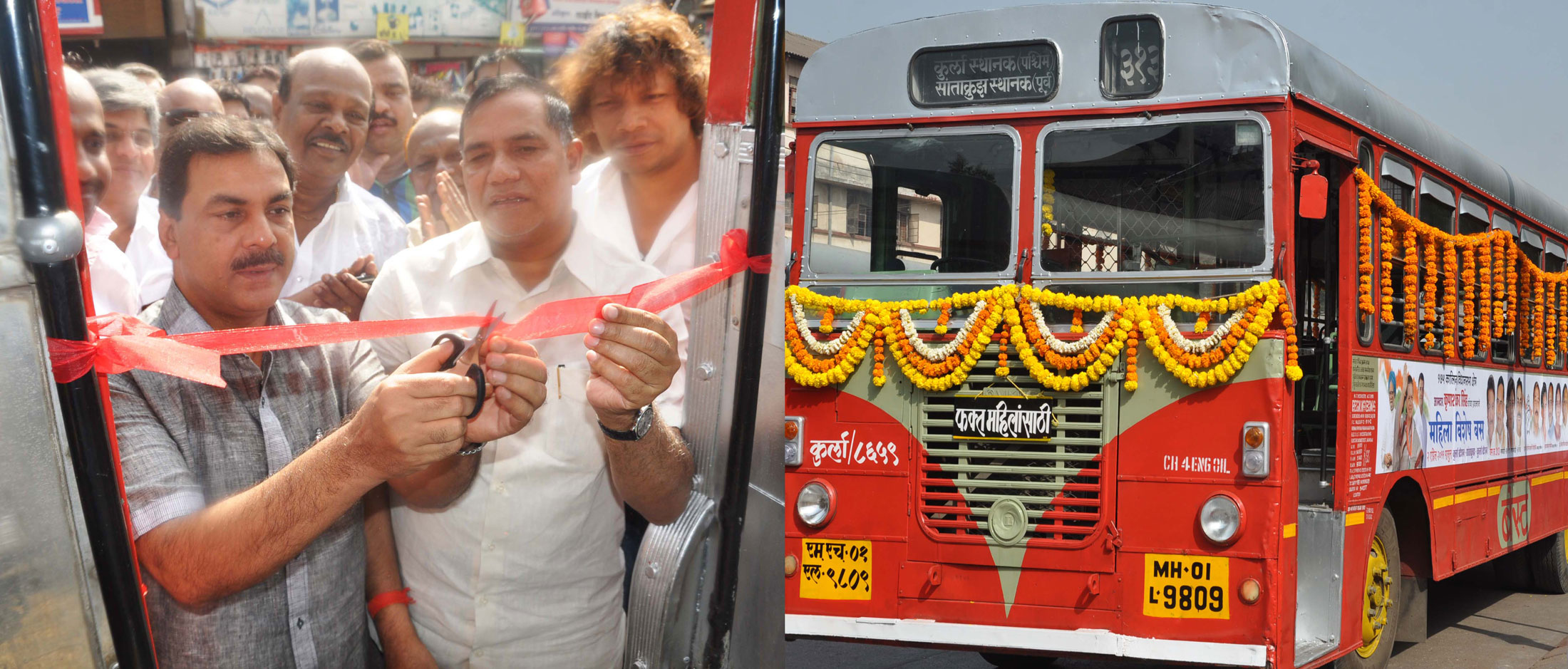 MUMBAI CONGRESS PRESIDENT AND MLA KRIPASHANKAR SINGH & MINISTER ARIF NASIM KHAN INAGURATION CEREMONY SPECIAL BEST BUS FOR WOMEN AT KURLA STATION.