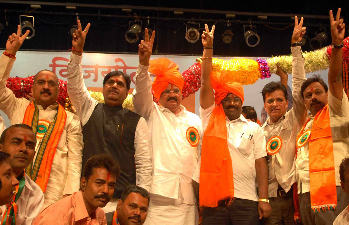 Supporters Of National Democratic Alliance (NDA) Rally In New Delhi.