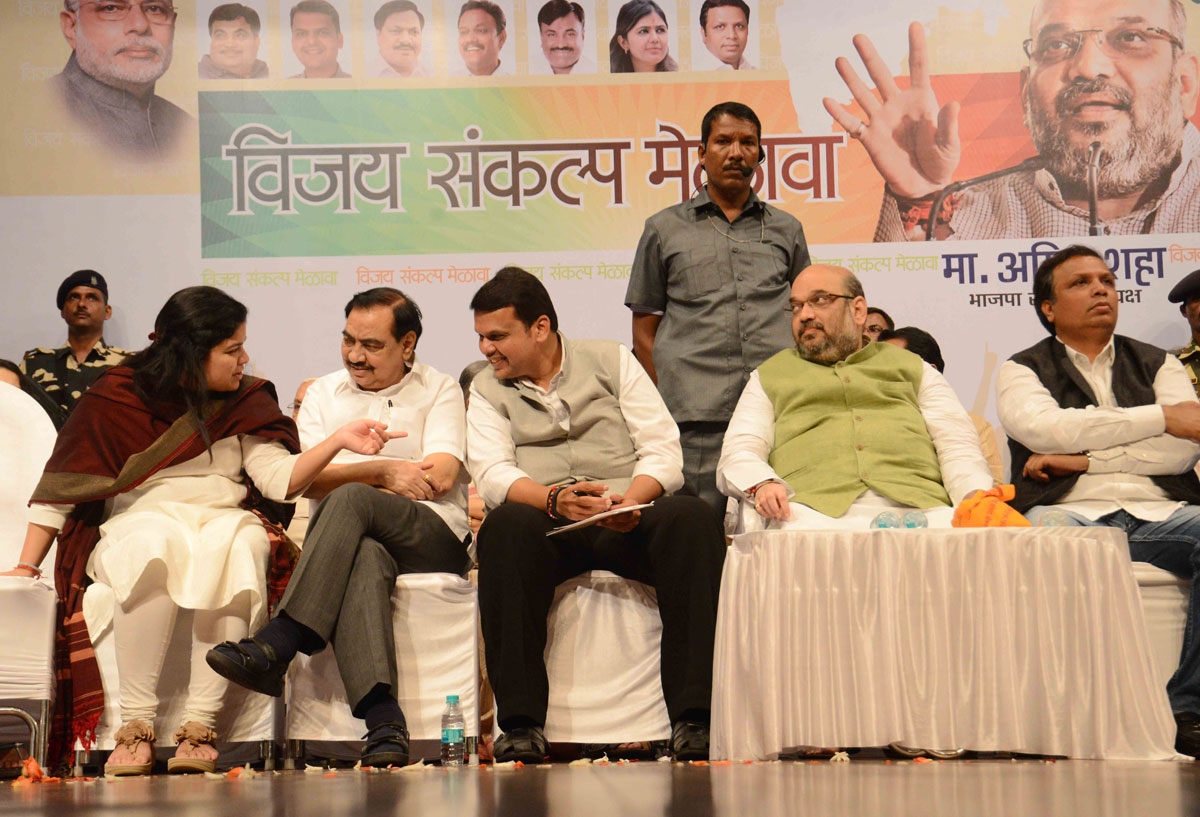 All India BJP President Amit Shah during BJP Vijay Sankalp Rally at Mumbai Shanmukhanand Hall.