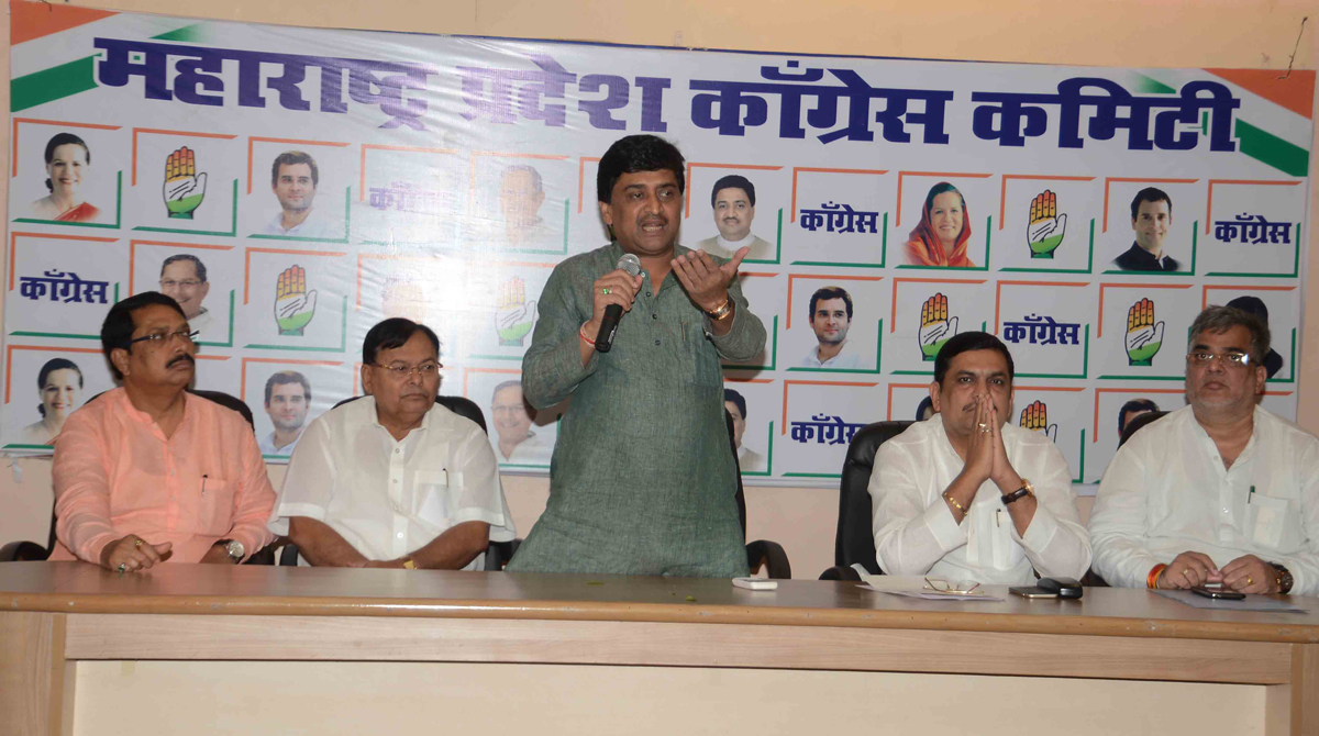 MPCC President Ashok Chavan & MLA Patangrao Kadam at Gandhi Bhavan.