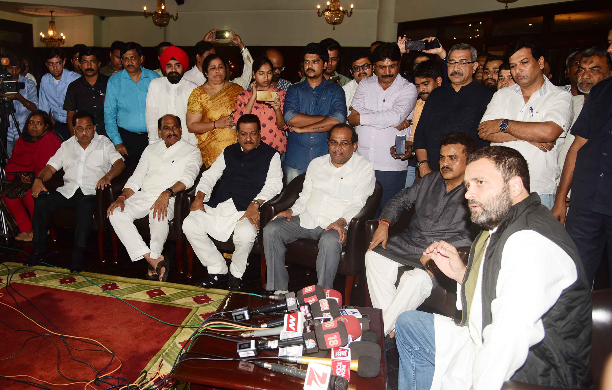 AICC Vice President Rahul Gandhi During Press Conference at MCA Club BKC Bandra in Mumbai.