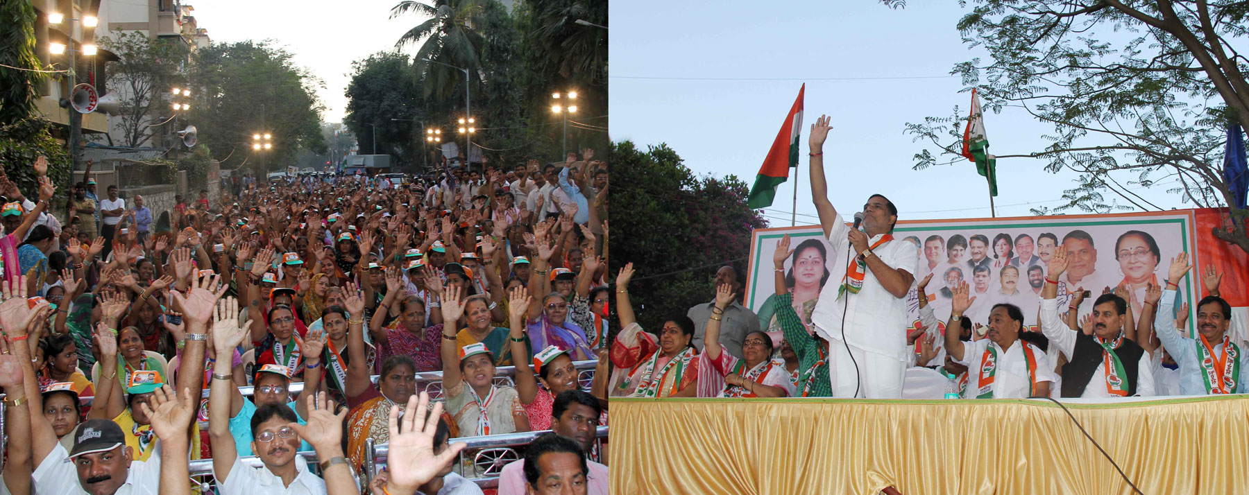 UNION STATE MINISTER BHARAT SOLANKI, MINISTER NARAYANRAO RANE,MRCC PRESIDENT KRIPASHANKAR SINGH,M.P.PRIYA DUTT AT SANTACRUZ.