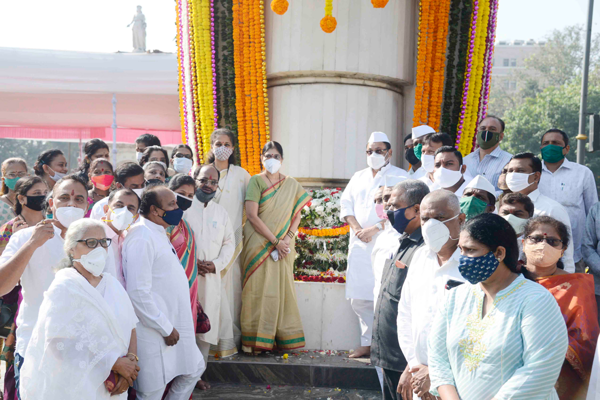 NCP Leaders Tribute to Maharashtra State Martyrs Memorial Day at Fort Hutatma Chowk Mumbai.