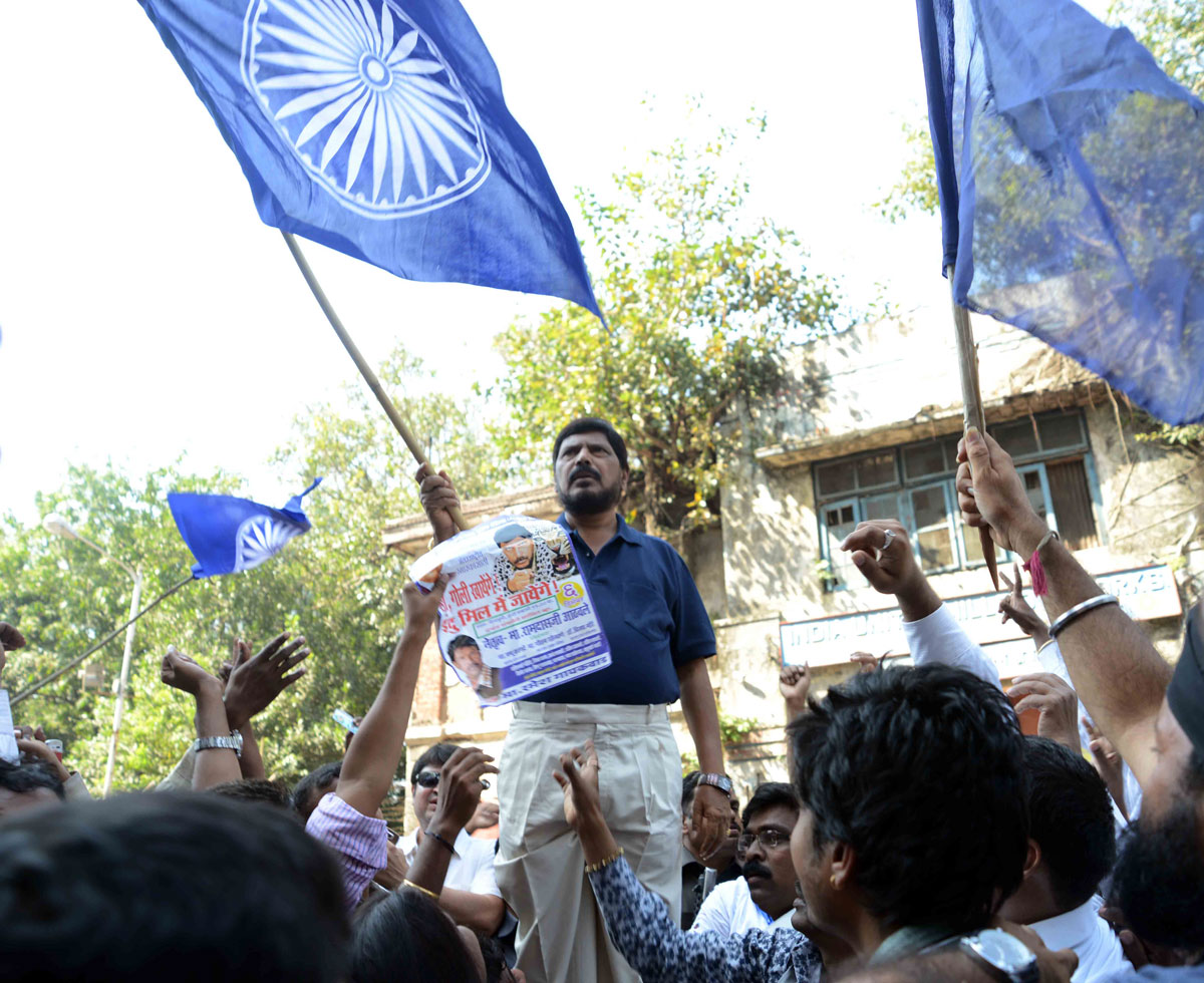 REPUBLICAN PARTY OF INDIA  PRESIDENT RAMDAS ATHAWALE AT INDU MILL DADAR.