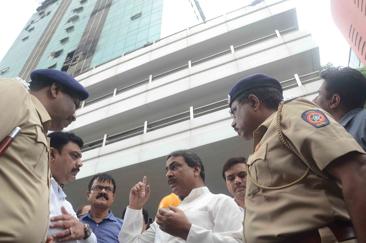 Mumbai Suburban City Guardian Minister Mohd Arif Naseem Khan Visited Fire Spot Lotus Business Park at Andheri & Cooper Municipal Hospital Vile Parle.