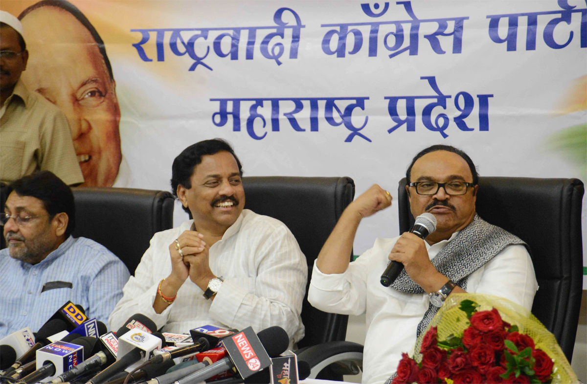NCP Leaders Press Conference at Rashtravadi Bhavan.