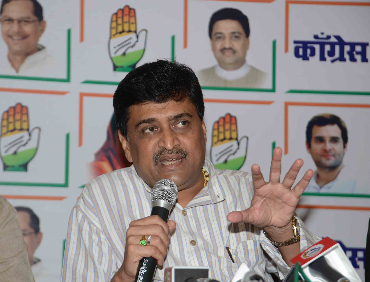 MPCC President Ashokrao Chavan During Press Conference at Gandhi Bhavan.