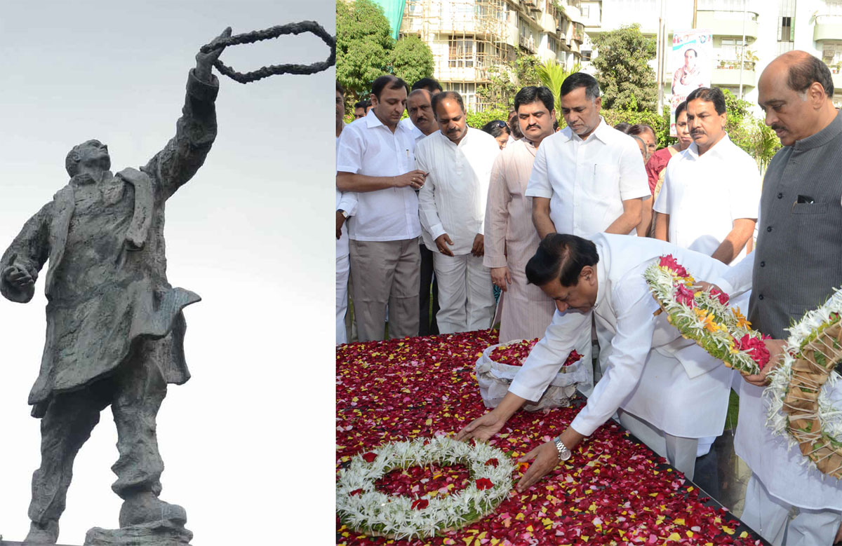 CHIEF MINISTER PRITHVIRAJ CHAVAN & MPCC PRESIDENT MANIKRAO THAKRE PAYING TRIBUTE TO LATE PRIME MINISTER RAJIV GANDHI ON HIS DEATH ANNIVERSARY AT COOPERAGE MAIDAN.
