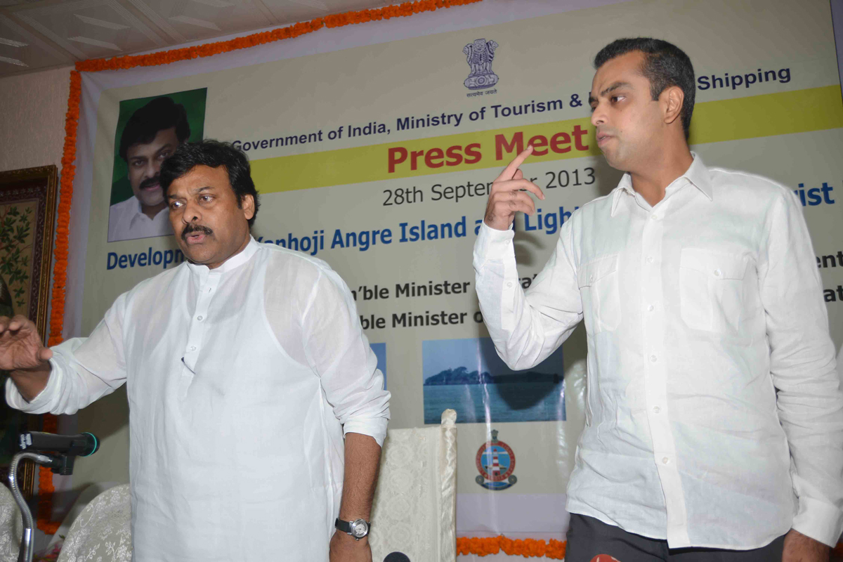JOINT PRESS CONFERENCE UNION MINISTER OF TOURISM DR. K. CHIRANJEEVI & MINISTER OF STATE FOR SHIPPING & MP. MILIND DEORA AT BPT. BLDG BALLARD ESTATE.