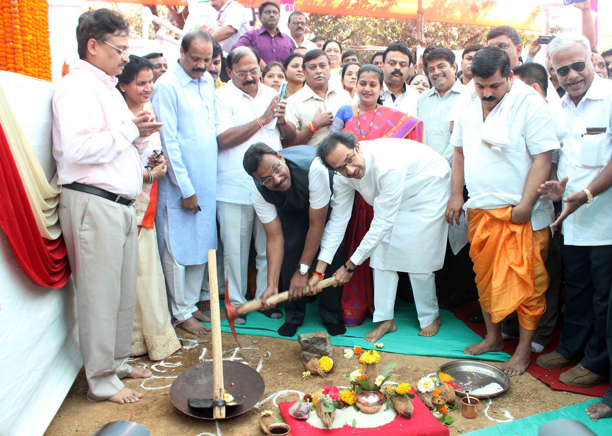 Shivsena Chief Uddhav Thackeray & Minister Vinod Tawade during BhumiPujan of Garden at Naigaon Dadar.