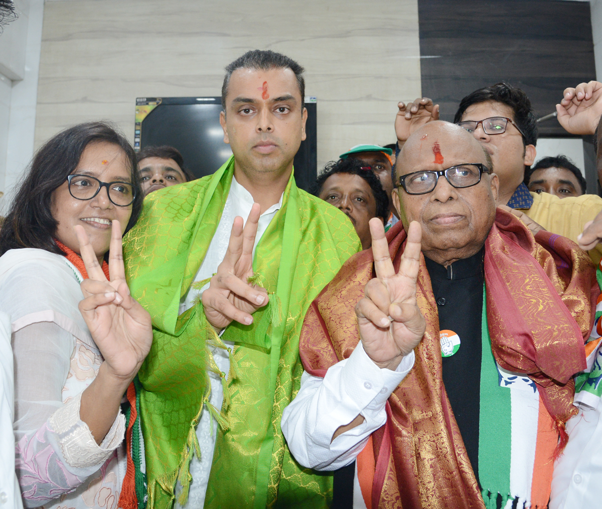 MRCC President Milind Deora During South Central Lok Sabha Congress Party Candidate Eknathrao Gaikwad Election Campaign at Dharavi.