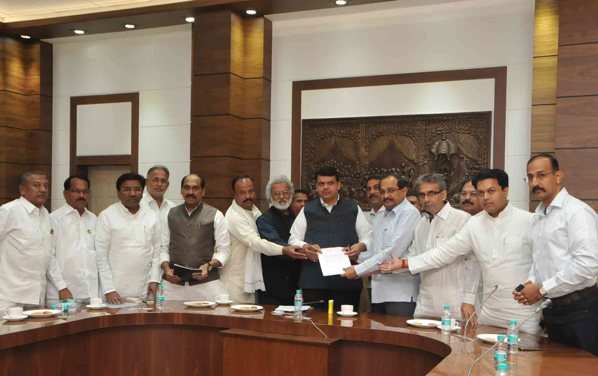 Congress Leaders Delegation Meets Chief Minister Devendra Fadnavis at Varsha Bunglow.