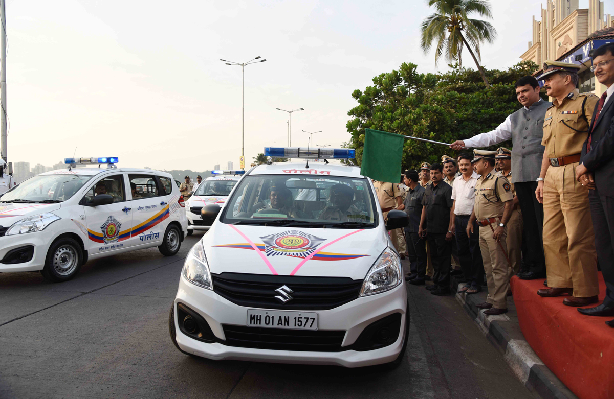 Chief Minister Devendra Fadnavis Inaugurates "Women Safety Patrol" Cars at Police Gymkhana Marine Drive.