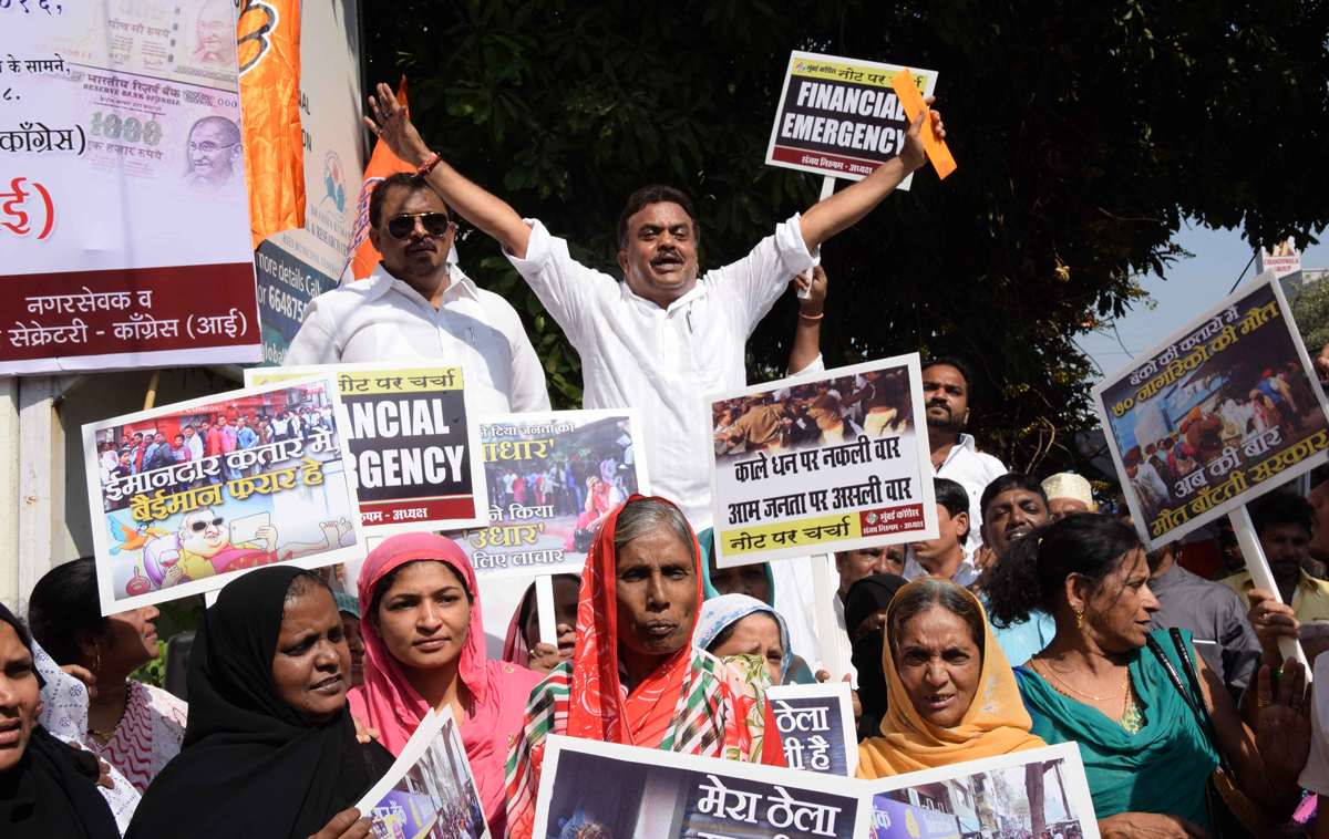 Mumbai Congress President Sanjay Nirupam during Meeting at Mumbai Congress Office Rajiv Gandhi Bhavan.