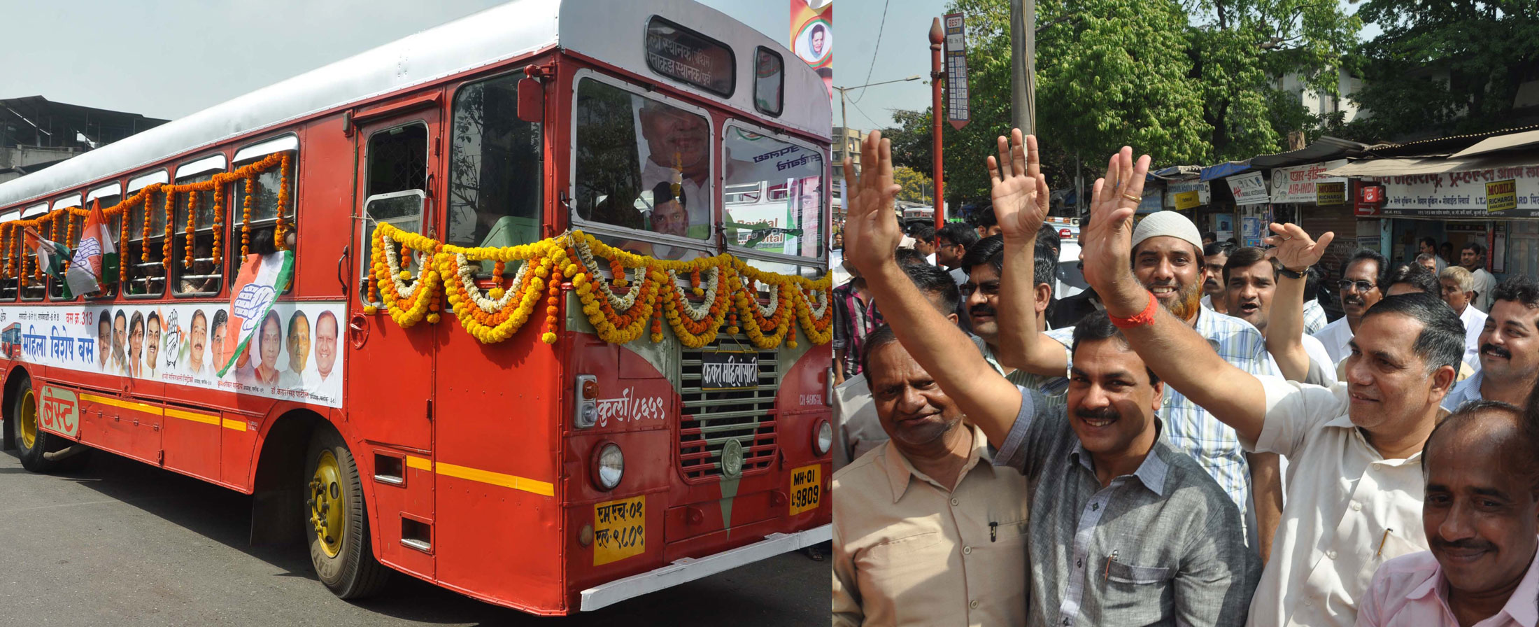 MUMBAI CONGRESS PRESIDENT AND MLA KRIPASHANKAR SINGH & MINISTER ARIF NASIM KHAN INAGURATION CEREMONY SPECIAL BEST BUS FOR WOMEN AT KURLA STATION.