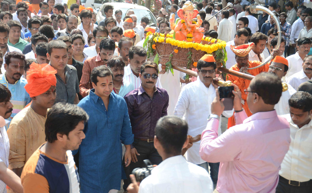 Swabhimaan Sanghatna President Nitesh Narayanrao Rane During Gudi Padva Festival at Kumbharvada,Girgaon.