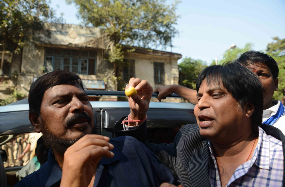 RPI PRESIDENT RAMDAS ATHAWALE &  RPI (GAVAI) DR.RAJENDRA GAVAI AT INDU MILL DADAR.
