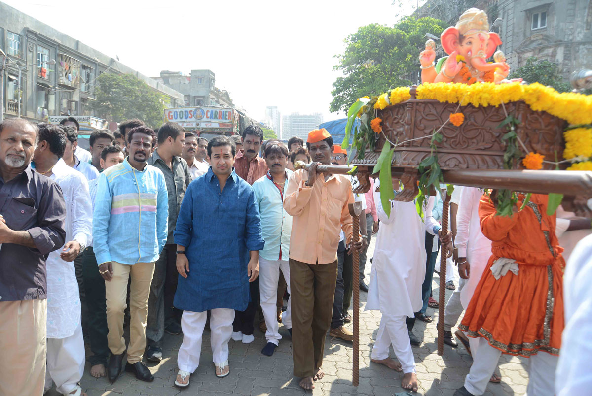 Swabhimaan Sanghatna President Nitesh Narayanrao Rane During Gudi Padva Festival at Kumbharvada,Girgaon.