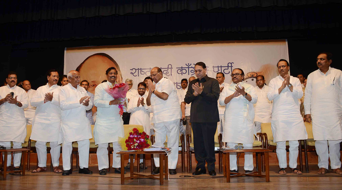 NCP Chief Sharad Pawar during State NCP Meeting at Y.B.Chavan Center.