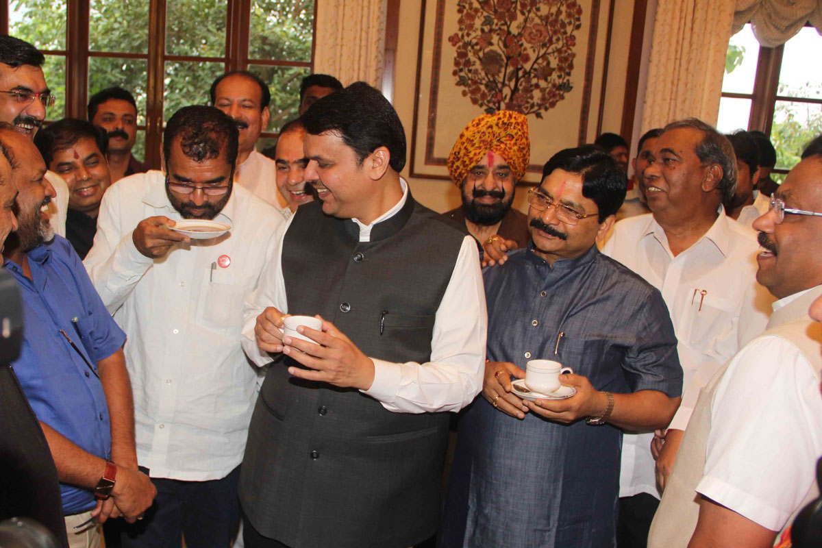 Chief Minister Devendra Fadnavis arranged Tea Party for his Minister's Team Day Before Monsoon Assembly Session from Tomorrow at Vidhan Bhavan Mumbai at Sahayadri Guest House.