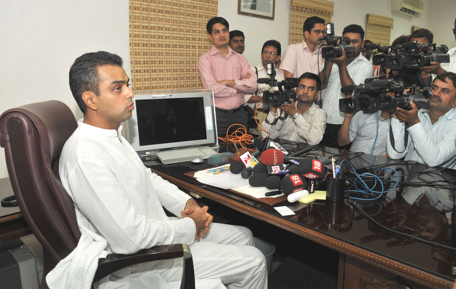 MINISTER OF STATE FOR COMMUNICATIONS AND INFORMATION TECHNOLOGY SHRI MILIND DEORA TAKEN CHARGE TODAY AT NEW DELHI.
