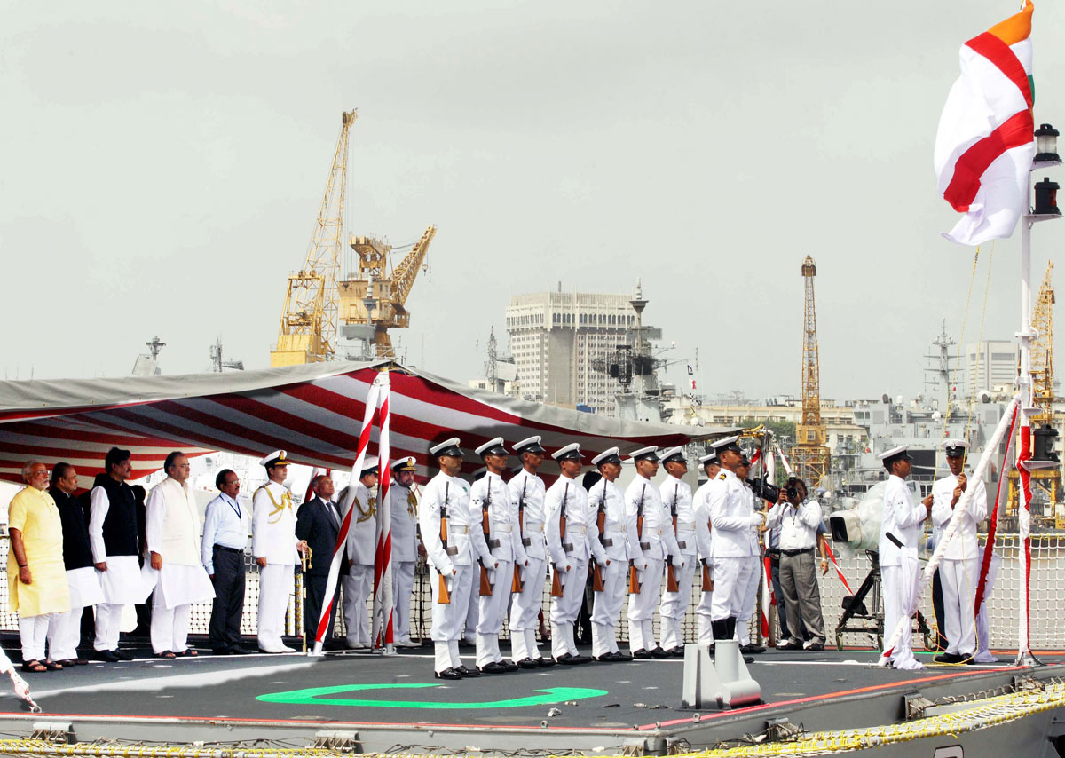 The Hon'ble Prime Minister of India Narendra Modi Commissions INS Kolkata at Naval Dockyard Mumbai.