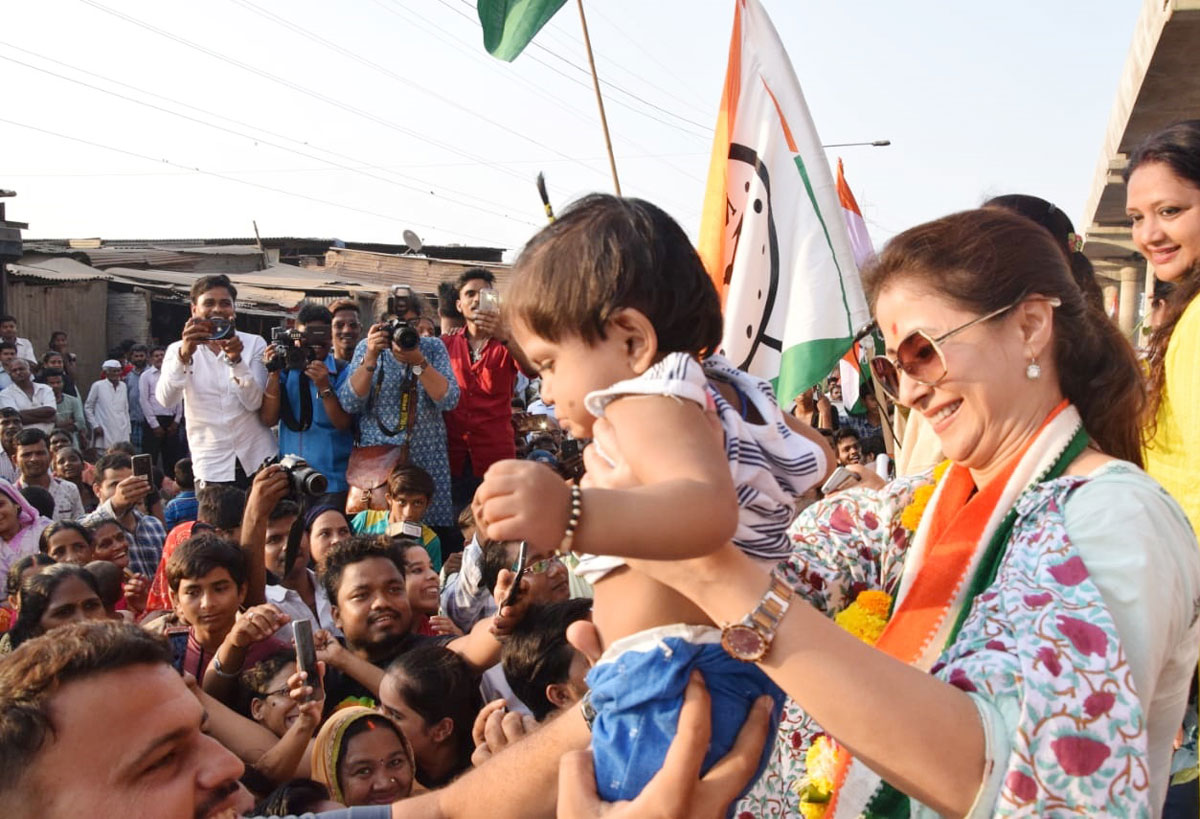 Mumbai North LS Congress-NCP Candidate Urmila Matondkar During her Campaign Rally.