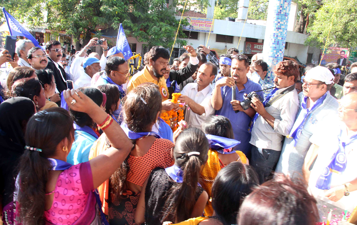 MP & RPI President Ramdas Athawale Bharat Bhim Yatra at Allahabad UP.