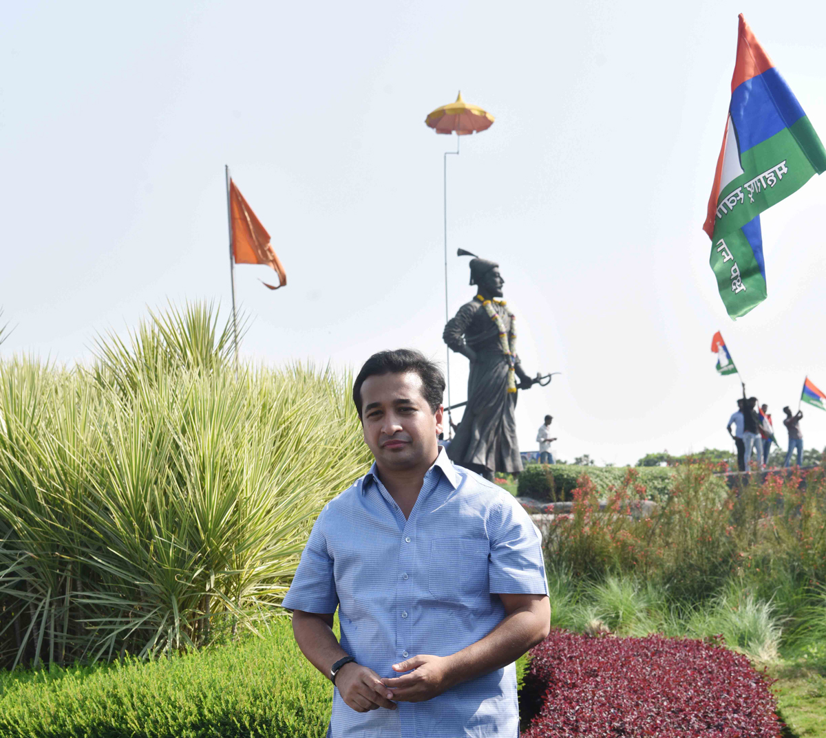 MLA Nitesh Rane builts Chhatra on the Statue of Chhatrapati Shivaji Maharaj at International  Airport Mumbai.