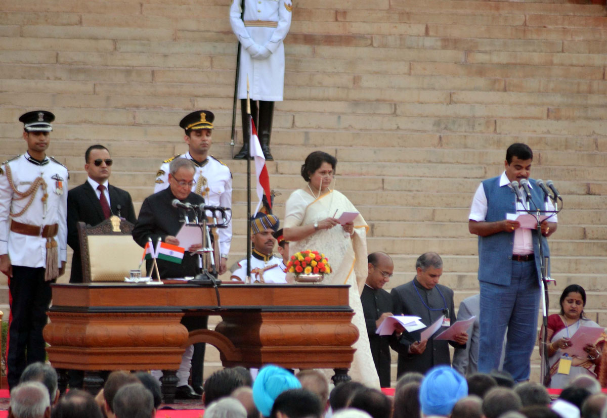 Cabinet Minister Nitin Gadkari Swearing Ceremony at Rashtrapati Bhavan New Delhi.