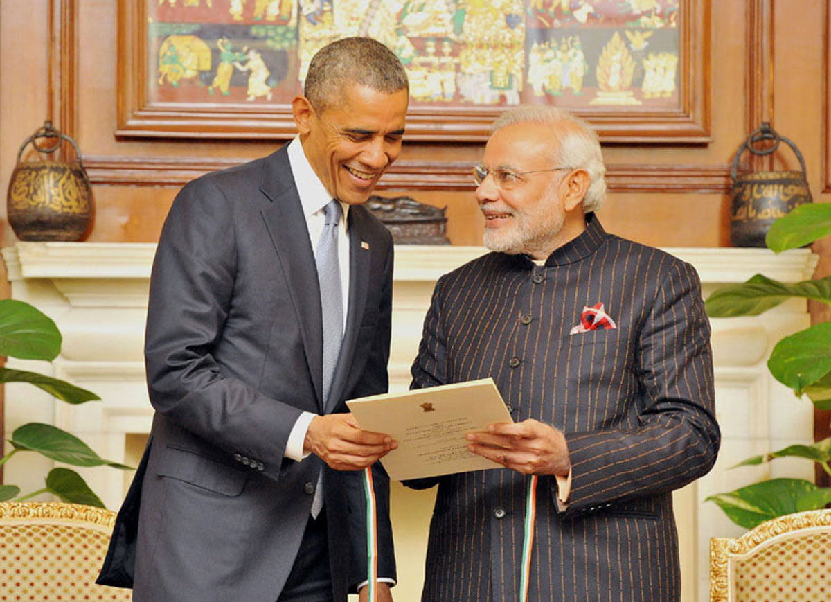 The US President Barack Obama & Prime Minister Of India Narendra Modi at New Delhi.
