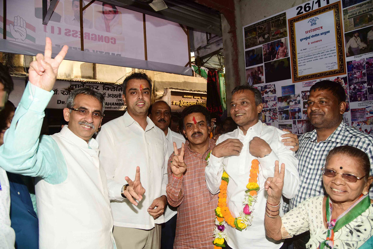 Mumbai Congress President Sanjay Nirupam & Ex.Min.& South Mumbai Congress Party Leader Milind Deora during Election Campaign & Candidates Election OffIce Inauguration in South Mumbai