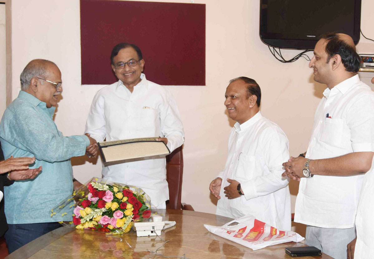 P.Chidambaram Congress Party Senior Leader & Former Finance Minister Uopposed Elected on Rajyasabha at Congress Office Gandhi Bhavan.