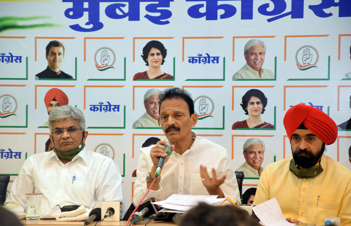 MRCC President Bhai Jagtap Press Conference on occasion MRCC Leaders Charansingh Sapra & Ravi Raja at Rajiv Gandhi Bhavan.